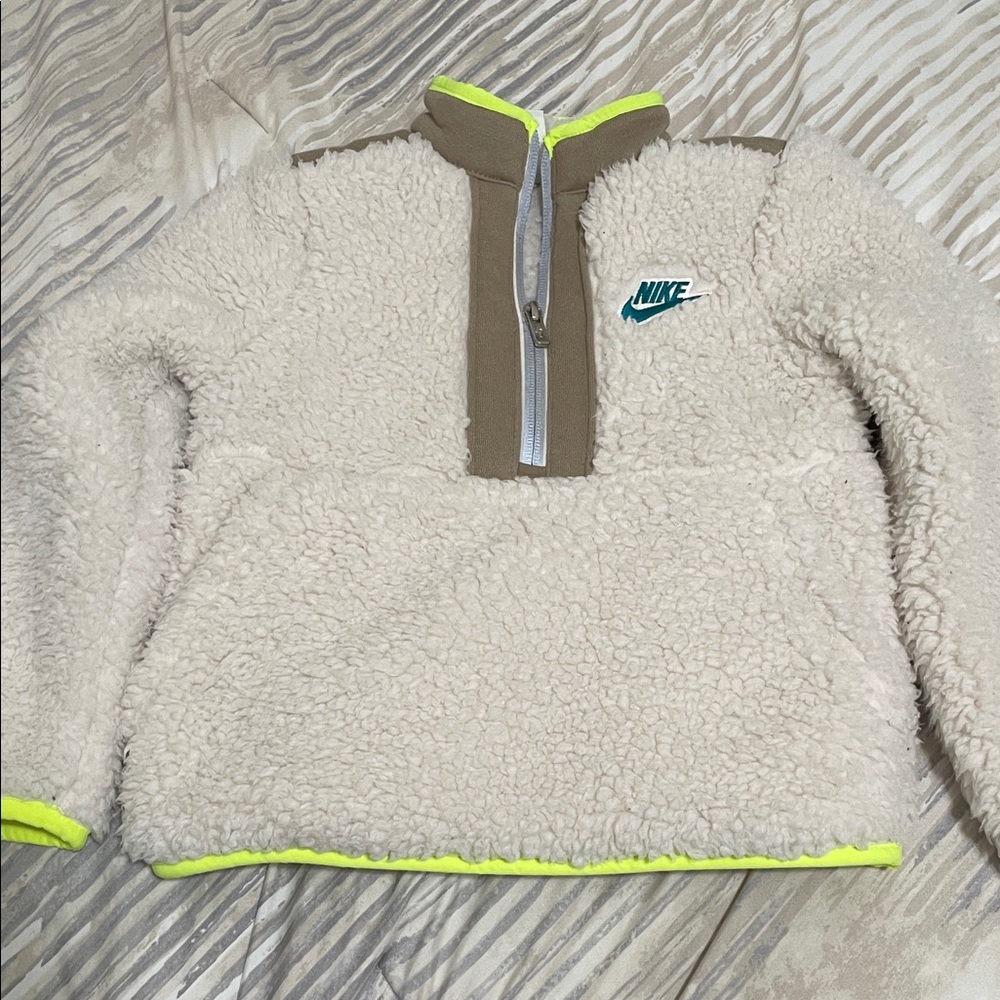 Nike Kids' Cream and Tan Sherpa Hoodie